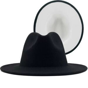 Black with White Base Fedora Hat
